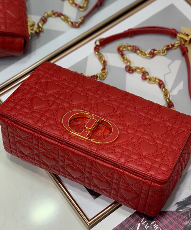 Christian Dior Medium Dior Caro Bag Red